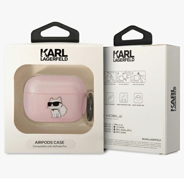Karl Lagerfeld KLAPHNCHTCP Airpods Pro tok rózsaszín ikonikus Choupette