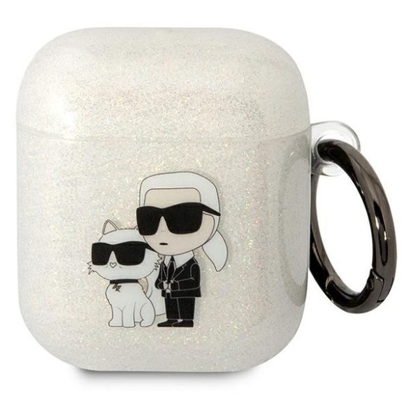 Karl Lagerfeld KLA2HNKCTGT Airpods 1/2 tok átlátszó Glitter Karl&Choupette