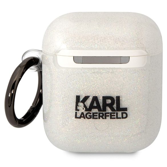 Karl Lagerfeld KLA2HNKCTGT Airpods 1/2 tok átlátszó Glitter Karl&Choupette