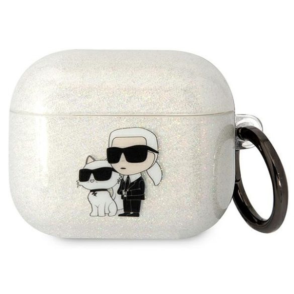 Karl Lagerfeld KLA3HNKCTGT Airpods 3 tok átlátszó Glitter Karl&Choupette