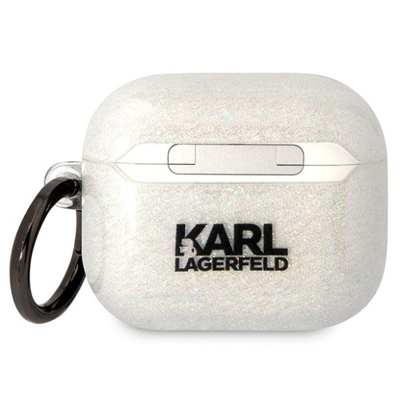 Karl Lagerfeld KLA3HNKCTGT Airpods 3 tok átlátszó Glitter Karl&Choupette