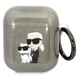   Karl Lagerfeld KLA2HNKCTGK Airpods 1/2 tok fekete csillogó Karl&Choupette