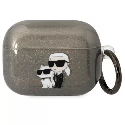   Karl Lagerfeld KLAPHNKCTGK Airpods Pro tok fekete Glitter Karl&Choupette