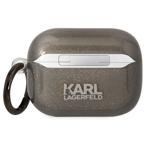Karl Lagerfeld KLAPHNKCTGK Airpods Pro tok fekete Glitter Karl&Choupette