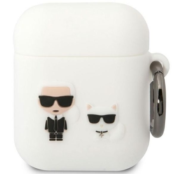 Karl Lagerfeld KLACA2SILKCW AirPods 1/2 tok fehér szilikon Karl & Choupette