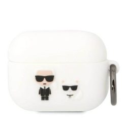   Karl Lagerfeld KLACAPSILKCW AirPods Pro fehér szilikon Karl & Choupette tok