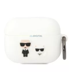   Karl Lagerfeld KLACAPSILKCW AirPods Pro fehér szilikon Karl & Choupette tok