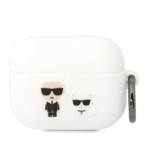 Karl Lagerfeld KLACAPSILKCW AirPods Pro fehér szilikon Karl & Choupette tok