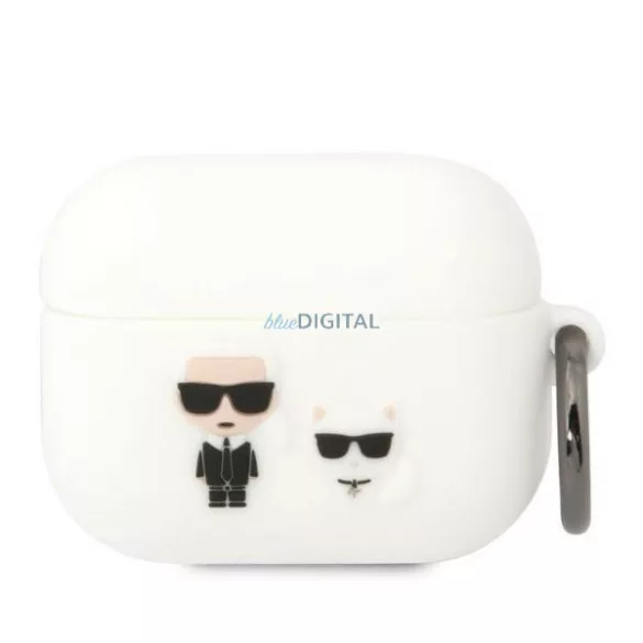Karl Lagerfeld KLACAPSILKCW AirPods Pro fehér szilikon Karl & Choupette tok