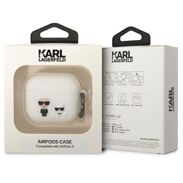 Karl Lagerfeld KLACA3SILKCW AirPods 3 tok fehér szilikon Karl & Choupette