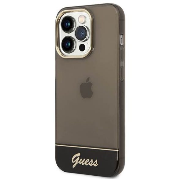 Guess GUHCP14LHHGCOK iPhone 14 Pro 6,1" fekete keménytok átlátszó