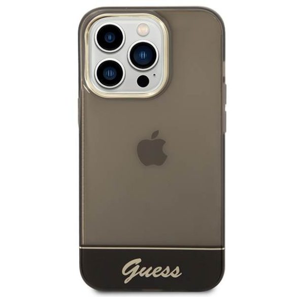 Guess GUHCP14LHHGCOK iPhone 14 Pro 6,1" fekete keménytok átlátszó