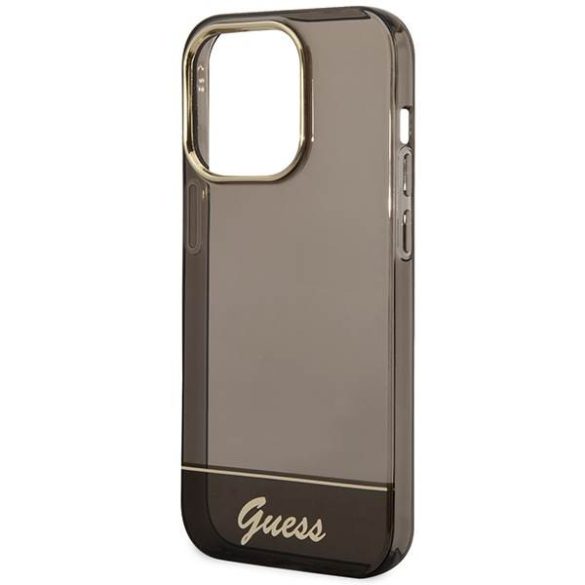 Guess GUHCP14LHHGCOK iPhone 14 Pro 6,1" fekete keménytok átlátszó