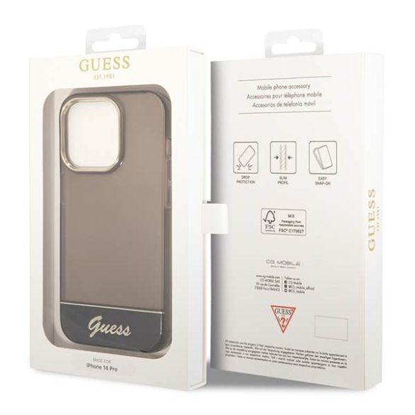 Guess GUHCP14LHHGCOK iPhone 14 Pro 6,1" fekete keménytok átlátszó