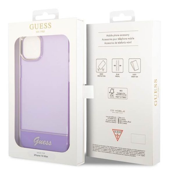 Guess GUHCP14MHGCOU iPhone 14 Plus / 15 Plus 6.7" lila keménytok áttetsző