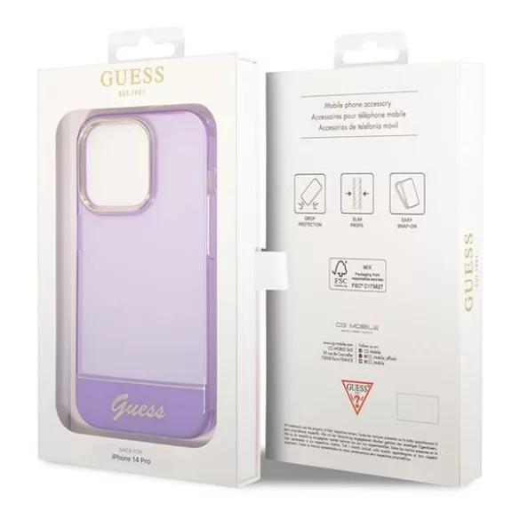 Guess GUHCP14XHHGCOU iPhone 14 Pro Max 6,7" lila áttetsző keménytok