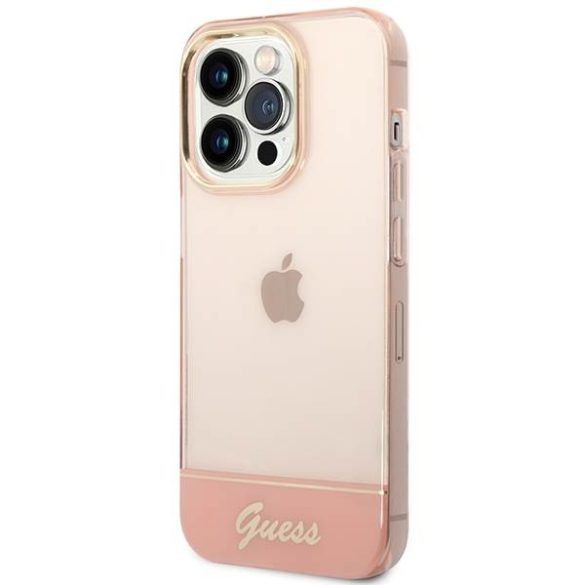 Guess GUHCP14LHGCOP iPhone 14 Pro 6,1" rózsaszín keménytok áttetsző
