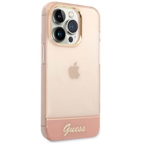 Guess GUHCP14LHGCOP iPhone 14 Pro 6,1" rózsaszín keménytok áttetsző