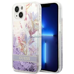   Guess GUHCP14MLFLSU iPhone 14 Plus 6.7" lila keménytok Flower Liquid Glitter