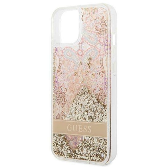 Guess GUHCP14MLFLSD iPhone 14 Plus / 15 Plus 6.7" arany keménytok Paisley Liquid Glitter