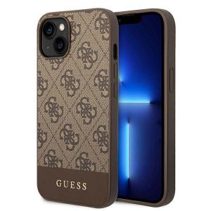 Guess GUHCP14MG4GLBR iPhone 14 Plus / 15 Plus 6.7" barna keménytok 4G Stripe kollekció