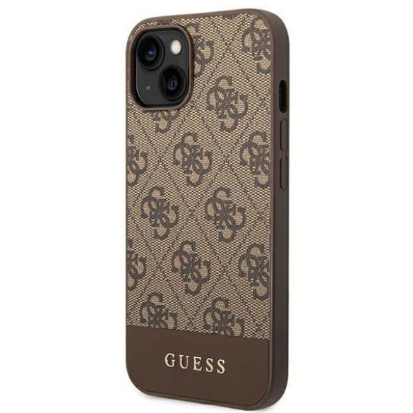 Guess GUHCP14MG4GLBR iPhone 14 Plus / 15 Plus 6.7" barna keménytok 4G Stripe kollekció