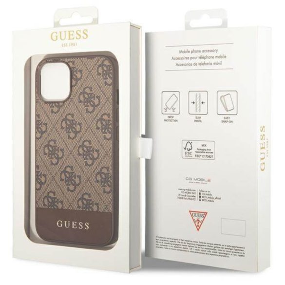 Guess GUHCP14MG4GLBR iPhone 14 Plus / 15 Plus 6.7" barna keménytok 4G Stripe kollekció