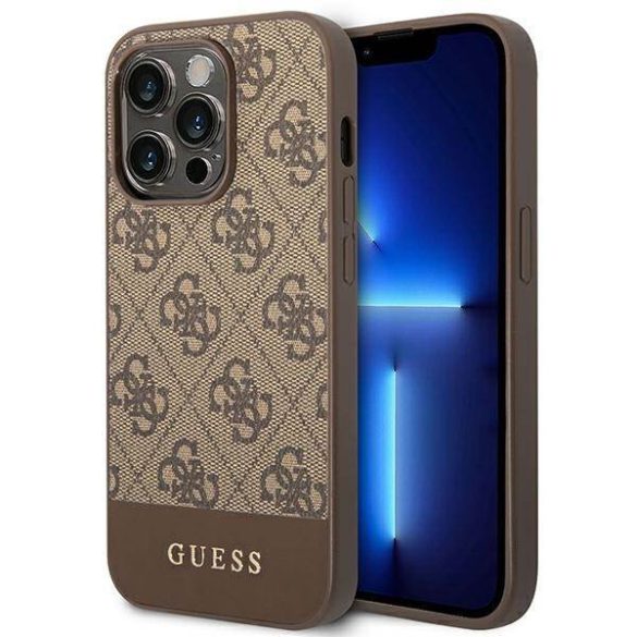 Guess GUHCP14LG4GLBR iPhone 14 Pro 6,1" barna 4G Stripe Collection keménytok