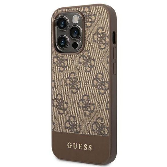 Guess GUHCP14LG4GLBR iPhone 14 Pro 6,1" barna 4G Stripe Collection keménytok