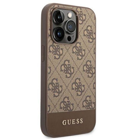 Guess GUHCP14LG4GLBR iPhone 14 Pro 6,1" barna 4G Stripe Collection keménytok