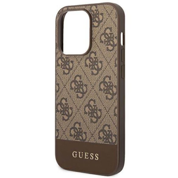 Guess GUHCP14LG4GLBR iPhone 14 Pro 6,1" barna 4G Stripe Collection keménytok