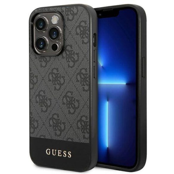 Guess GUHCP14LG4GLGR iPhone 14 Pro 6,1" szürke 4G Stripe Collection keménytok