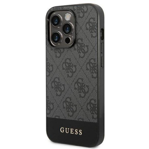 Guess GUHCP14LG4GLGR iPhone 14 Pro 6,1" szürke 4G Stripe Collection keménytok