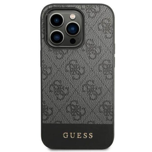 Guess GUHCP14LG4GLGR iPhone 14 Pro 6,1" szürke 4G Stripe Collection keménytok