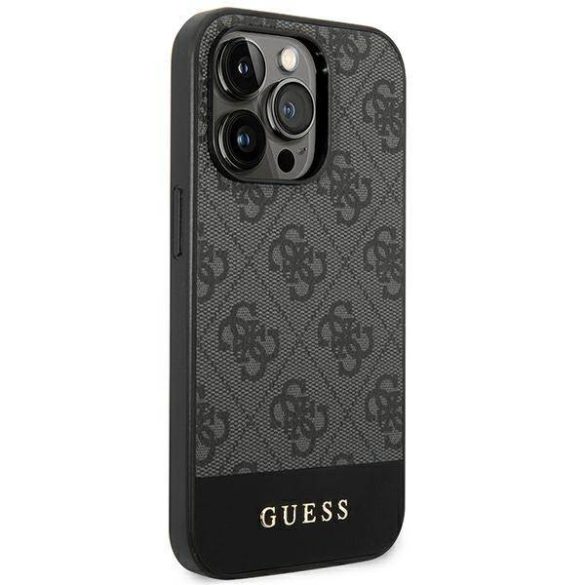 Guess GUHCP14LG4GLGR iPhone 14 Pro 6,1" szürke 4G Stripe Collection keménytok