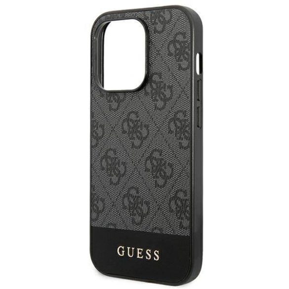 Guess GUHCP14LG4GLGR iPhone 14 Pro 6,1" szürke 4G Stripe Collection keménytok