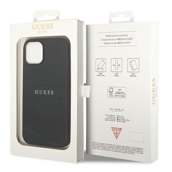 Guess GUHCP14MPSASBBK iPhone 14 Plus / 15 Plus 6.7" fekete szafián szíj tok