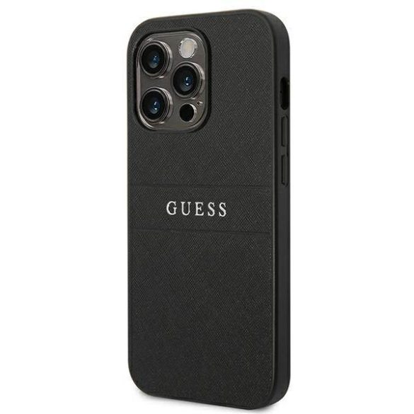 Guess GUHCP14LPSASBBK iPhone 14 Pro 6,1" fekete Saffiano Strap tok