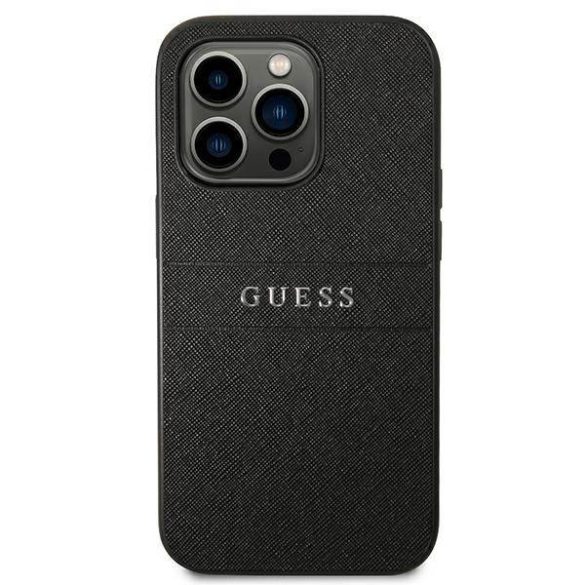 Guess GUHCP14LPSASBBK iPhone 14 Pro 6,1" fekete Saffiano Strap tok