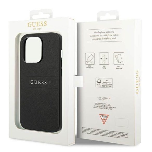 Guess GUHCP14LPSASBBK iPhone 14 Pro 6,1" fekete Saffiano Strap tok