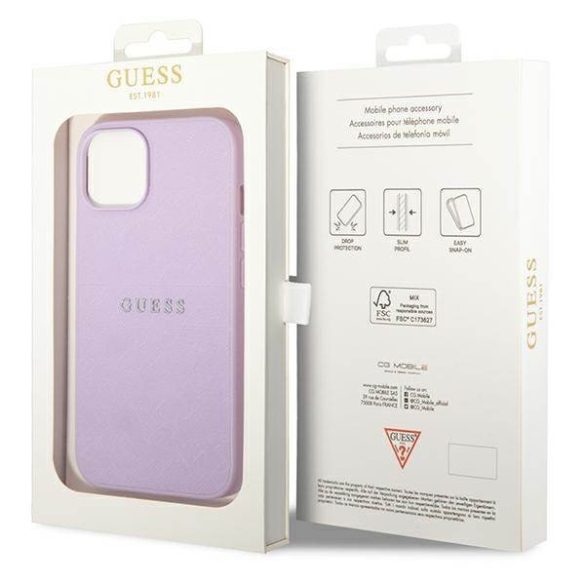 Guess GUHCP14MPSASBPU iPhone 14 Plus / 15 Plus 6.7" lila szafiano pántos tok