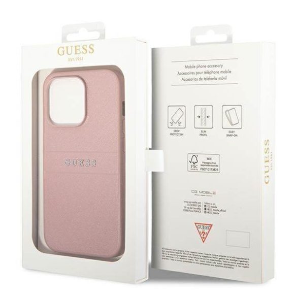 Guess GUHCP14LPSASBPI iPhone 14 Pro 6,1" rózsaszín Saffiano Strap tok