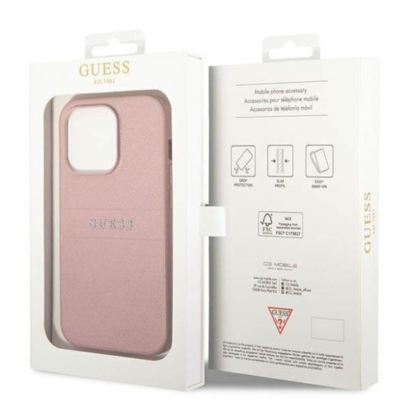 Guess GUHCP14XPSASBPI iPhone 14 Pro Max 6,7" rózsaszín Saffiano Strap tok