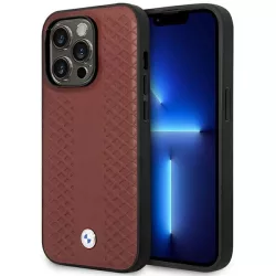   Etui BMW BMHMP14X22RFGR iPhone 14 Pro Max 6,7" burgundi bőr gyémántmintás MagSafe MagSafe tok
