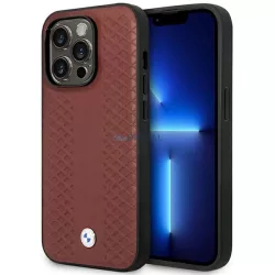   Etui BMW BMHMP14X22RFGR iPhone 14 Pro Max 6,7" burgundi bőr gyémántmintás MagSafe MagSafe tok
