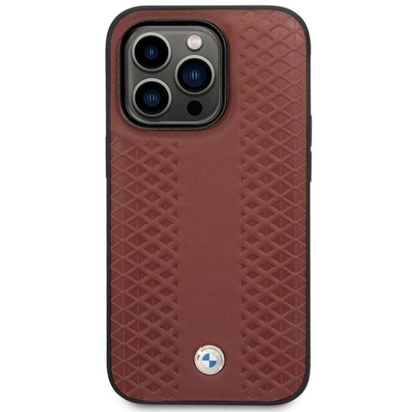 Etui BMW BMHMP14X22RFGR iPhone 14 Pro Max 6,7" burgundi bőr gyémántmintás MagSafe MagSafe tok