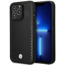   Etui BMW BMHMP14X22RFGK iPhone 14 Pro Max 6,7" fekete bőr gyémánt mintás MagSafe tok