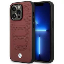   Etui BMW BMHMP14L22RPSR iPhone 14 Pro 6,1" burgundi bőrülés mintás MagSafe tok