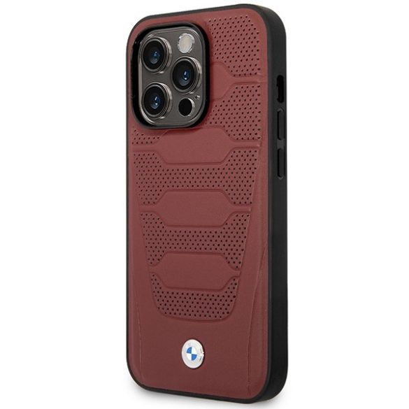 Etui BMW BMHMP14L22RPSR iPhone 14 Pro 6,1" burgundi bőrülés mintás MagSafe tok