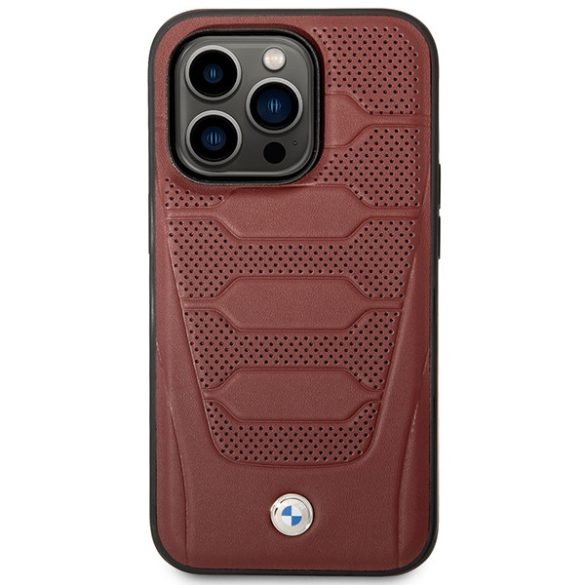 Etui BMW BMHMP14L22RPSR iPhone 14 Pro 6,1" burgundi bőrülés mintás MagSafe tok